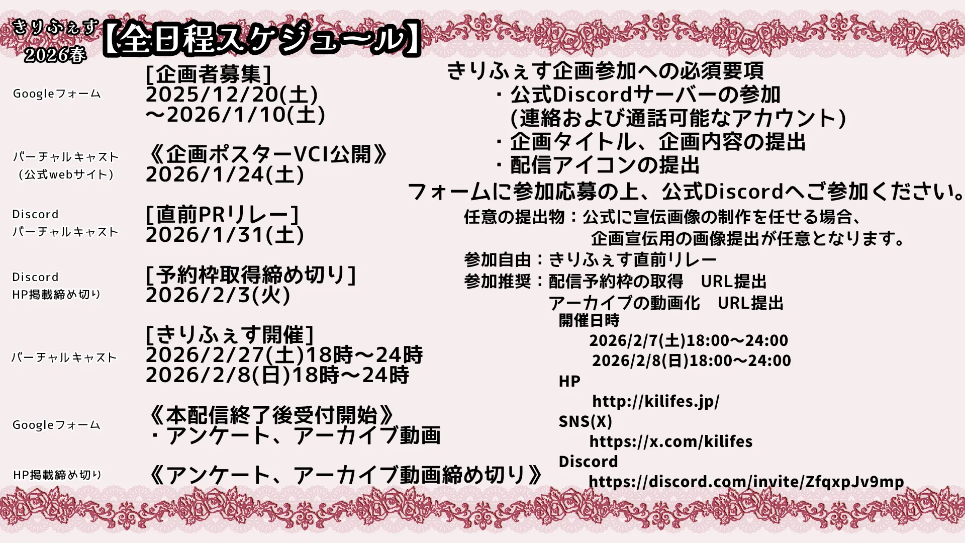 きりふぇすスケジュール